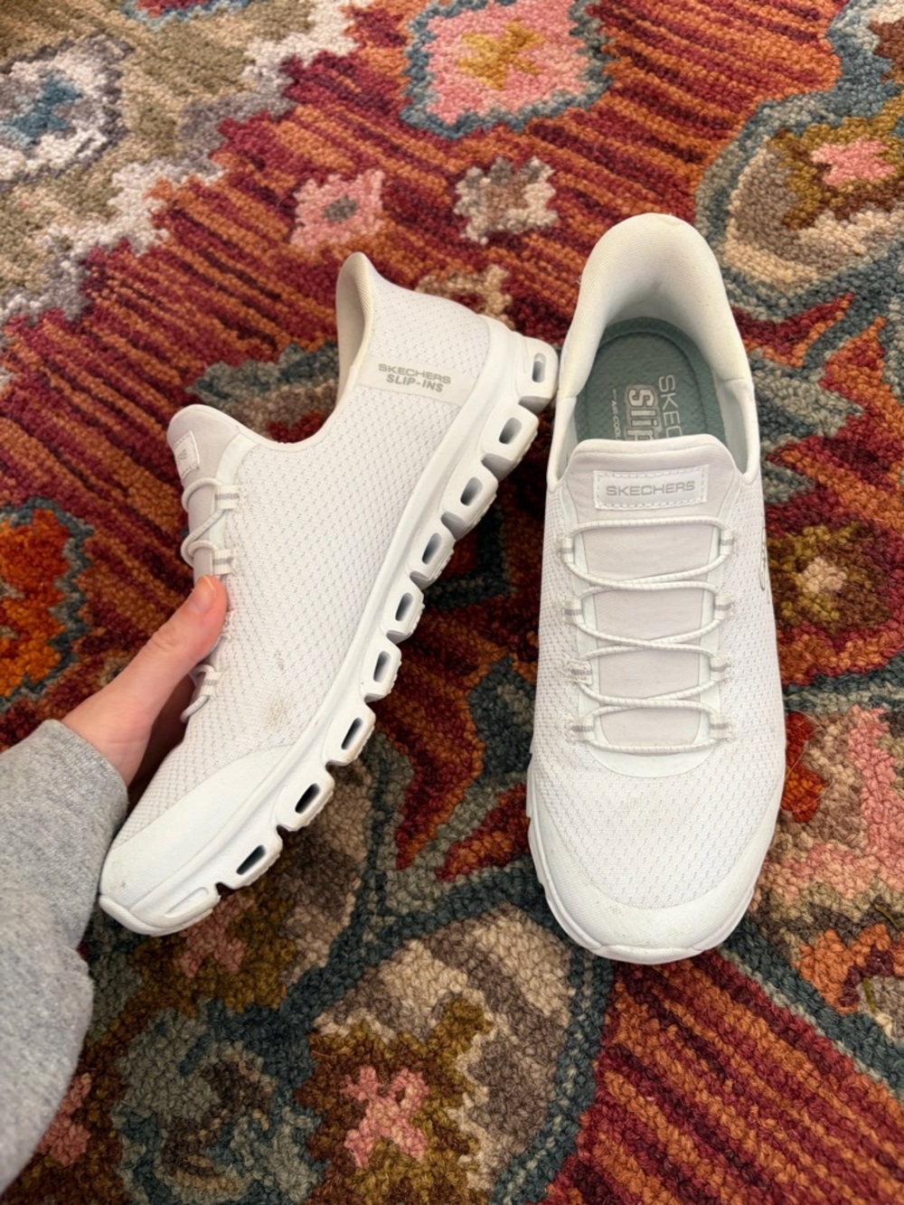 Skechers Women's All-White Slip-On Mesh Walking Sneakers, size 8.5 - Picture 2 of 9